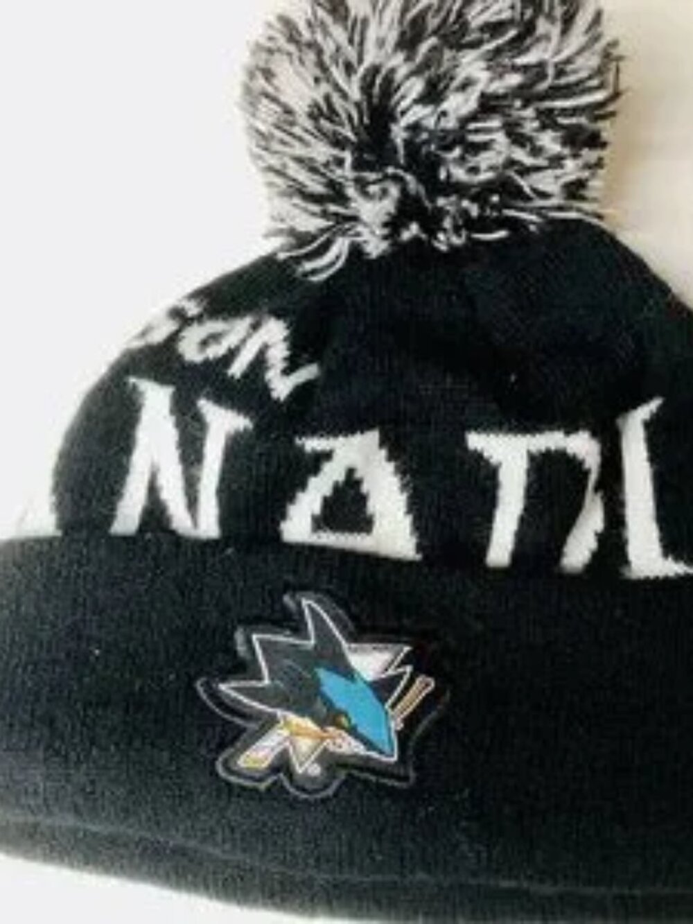 San Jose Sharks NHL Pom Beanie Hat – Molson Canadian x LNH Collab Black &amp; Wh